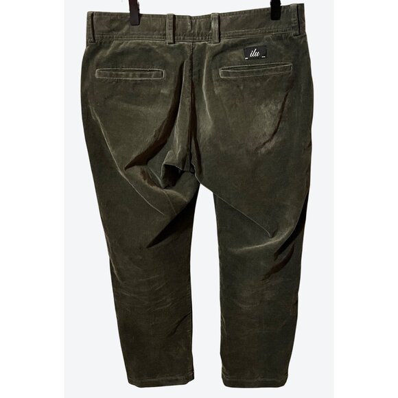 I Love Ugly Medium Olive Green Corduroy Slim Kobe Cropped Leg Straight Fit Pants - Picture 4 of 8